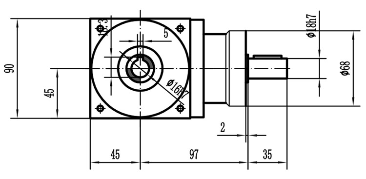HDA09系列換向器：HDA09-2：1-E外形安裝尺寸圖2